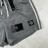 Nylon Metal Econyl Button Front Swim Shorts Silver