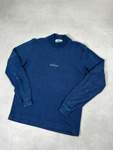 Industrial Print High Neck Sweatshirt Denim Blue