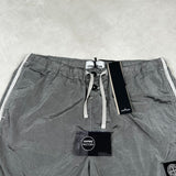 Nylon Metal Econyl Button Front Swim Shorts Silver