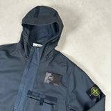 Felpa Diagonale Gommata Hooded Smock Avio Blue