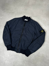 Garment Dyed Crinkle Reps Lined Bomber Jacket Navy