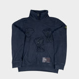 Multi Pocket Utility Mock Neck Sweatshirt Black