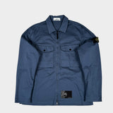 Stretch Cotton Zip Overshirt Blue