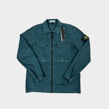 Old Effect Brushed Cotton Overshirt Teal