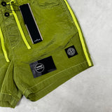 Nylon Metal Button Front Swim Shorts Lemon