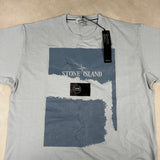 Scratched Paint Print T - Shirt Light Blue
