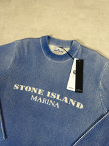 Printed Wool Blend Knit Jumper Blue