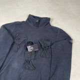 Multi Pocket Utility Mock Neck Sweatshirt Black