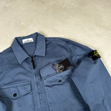 Stretch Cotton Zip Overshirt Blue