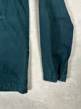 Old Effect Brushed Cotton Overshirt Teal