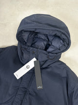 Opaque Nylon Twill Down Hooded Jacket Navy