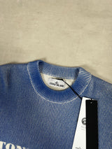 Printed Wool Blend Knit Jumper Blue