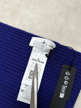 Ribbed Knit Wool Scarf Navy