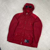 Multipocket Nylon Chrome Goggle Jacket Red