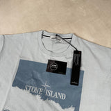 Scratched Paint Print T - Shirt Light Blue