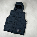 Opaque Nylon Tela Hooded Gilet Navy