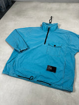 Garment Dyed 1/2 Zip Overshirt Aqua Blue