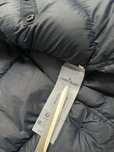 Opaque Nylon Twill Down Hooded Jacket Navy