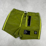 Nylon Metal Button Front Swim Shorts Lemon