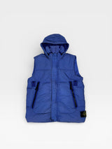 Garment Dyed Crinkle Reps NY Down Gilet Blue