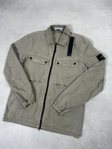 Old Effect Brushed Cotton Overshirt Beige