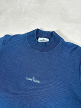 Industrial Print High Neck Sweatshirt Denim Blue