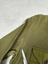 Vintage Ribbed Cotton Zip Sweatshirt Green