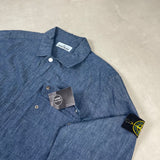 Washed Denim Zip Overshirt Denim Blue