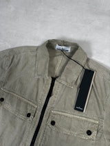 Old Effect Brushed Cotton Overshirt Beige