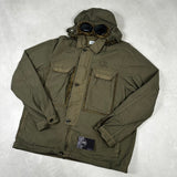 Flatt Nylon Hooded Goggle Overshirt Khaki