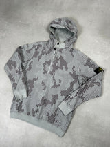 Grid Check Camo Hooded Jumper Grey