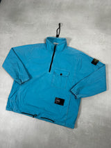 Garment Dyed 1/2 Zip Overshirt Aqua Blue