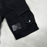 Satin Stretch Cargo Shorts Black