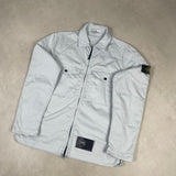 Stretch Cotton Zip Overshirt Light Blue