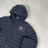 Loom Woven Down Hooded Jacket Black