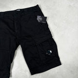 Satin Stretch Cargo Shorts Black
