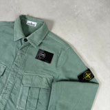 Diagonal Weave Moleskin Overshirt Green