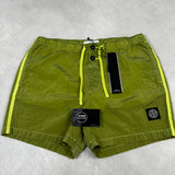 Nylon Metal Button Front Swim Shorts Lemon