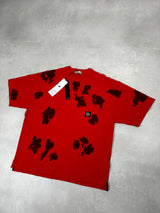 Hand Colouring Camouflage T - Shirt Red