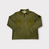 Vintage Ribbed Cotton Zip Sweatshirt Green