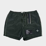Nylon Metal Button Front Swim Shorts Khaki