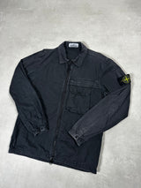 Garment Dyed Zip Overshirt Black