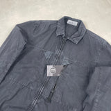 Old Effect Brushed Cotton Canvas Overshirt Black
