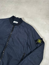 Garment Dyed Crinkle Reps Lined Bomber Jacket Navy