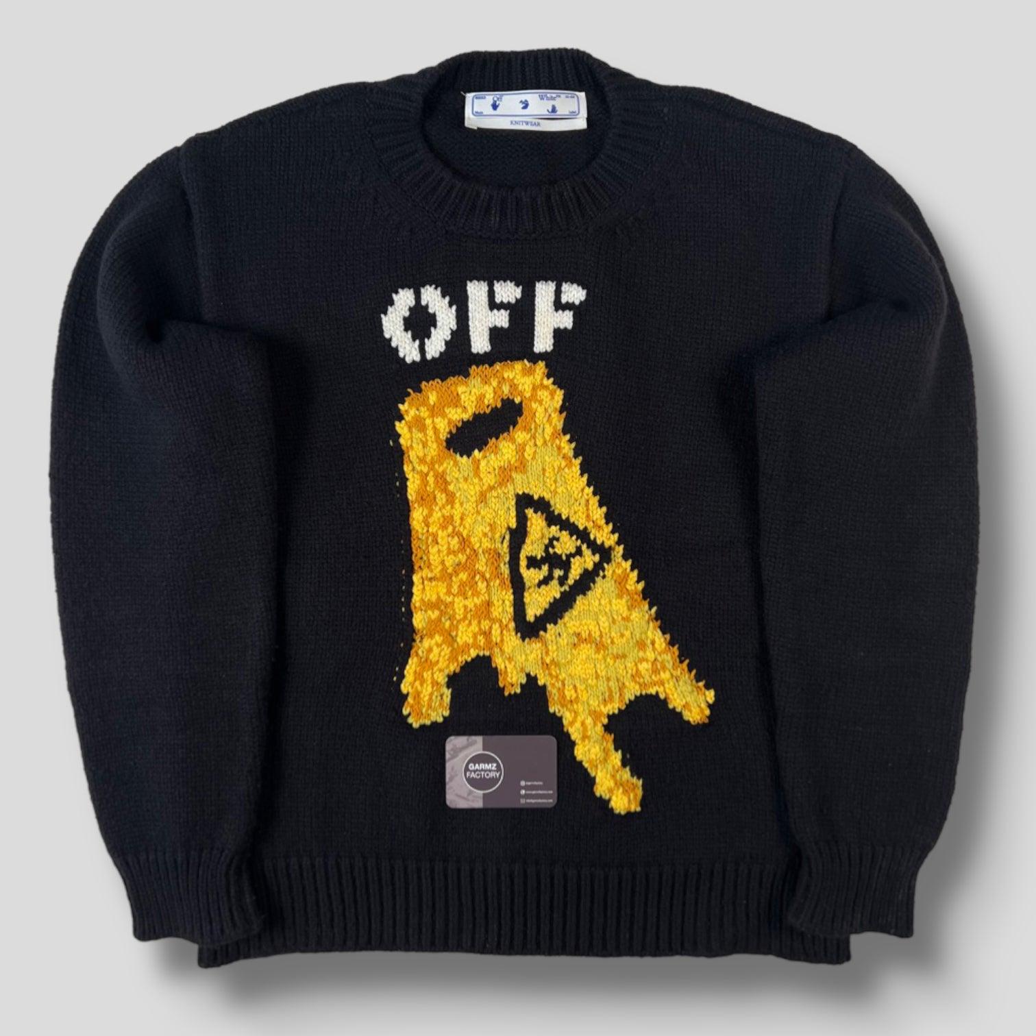 Off-White Pascal Wet Floor Sign Knit Sweater Black – Garmz Factory