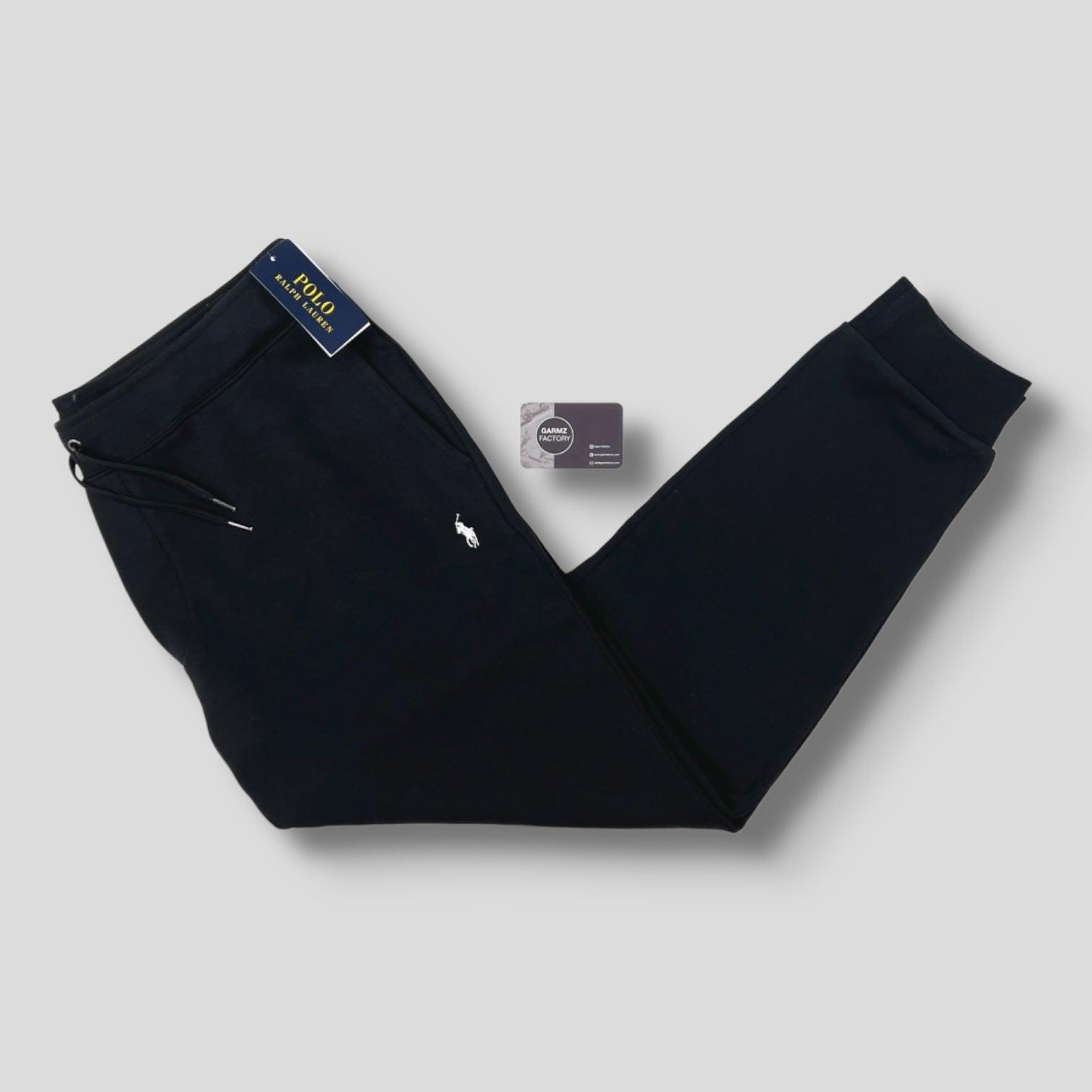 TEAM LOGO DOUBLE KNIT PANTS BLACK　L Polo Ralph Lauren player logo double tech track pants in