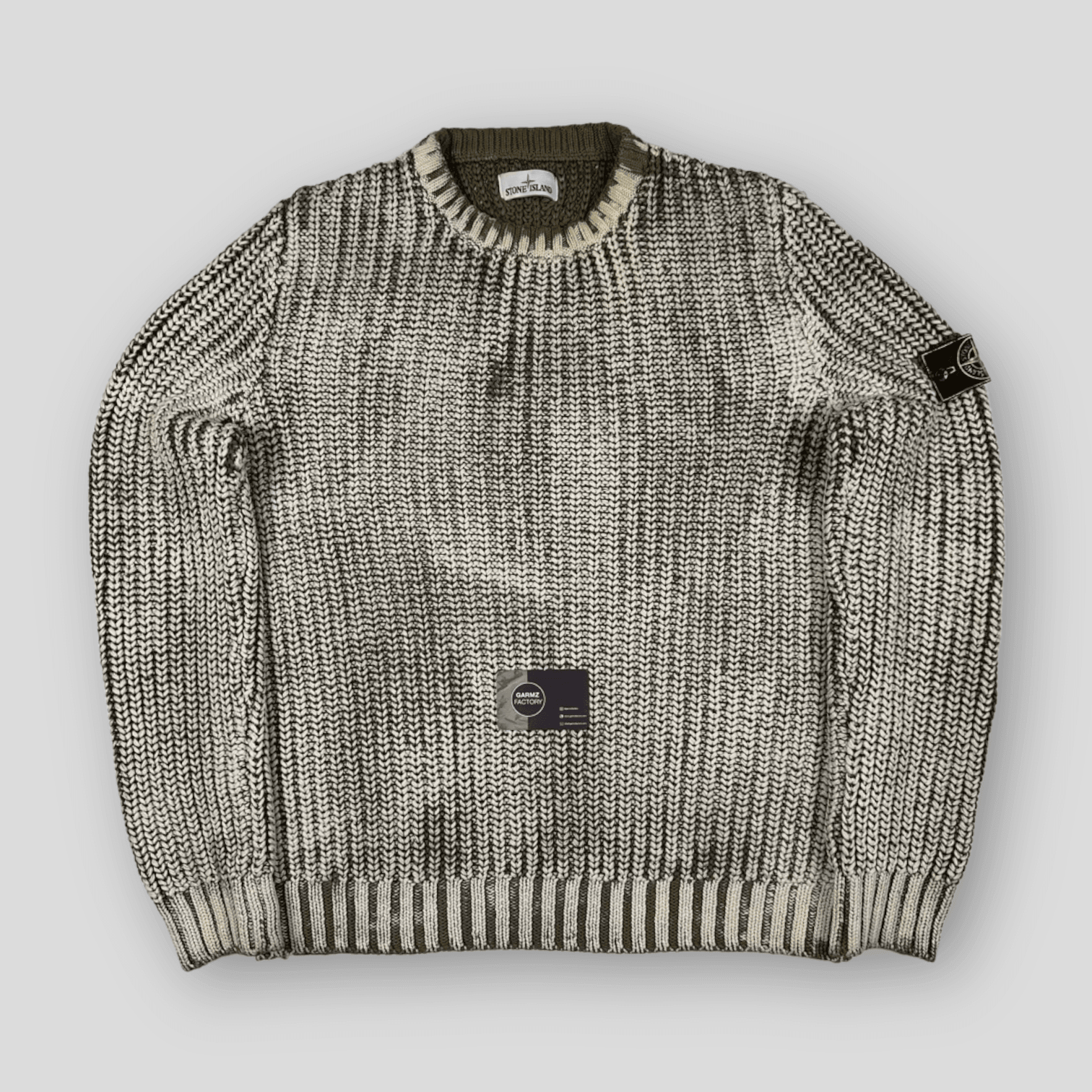 Stone Island Hand Corrosion Cable Knit Jumper Khaki – Garmz Factory