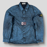 Stone Island - House Check Grid Overshirt With Dust Colour Treatment Blue