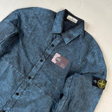 Stone Island - House Check Grid Overshirt With Dust Colour Treatment Blue
