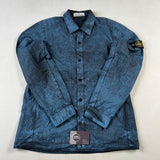 Stone Island - House Check Grid Overshirt With Dust Colour Treatment Blue